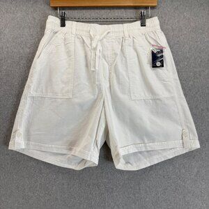 Gloria Vanderbilt White Jayden‎ Sheeting Shorts Sz Medium Drawstring Pockets NWT